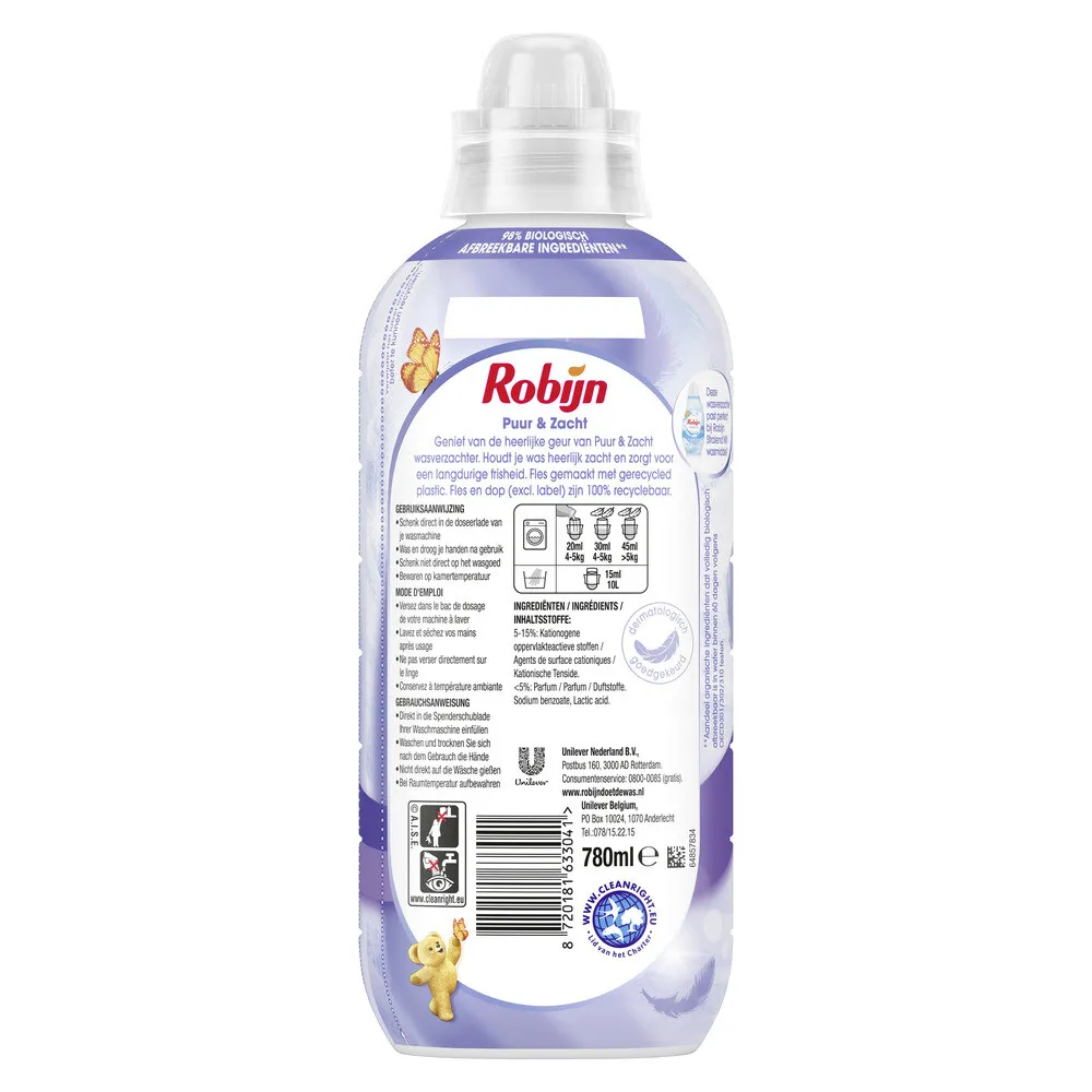 Robijn Wasverzachter - Puur & Zacht 39 wasbeurten (780 ml)