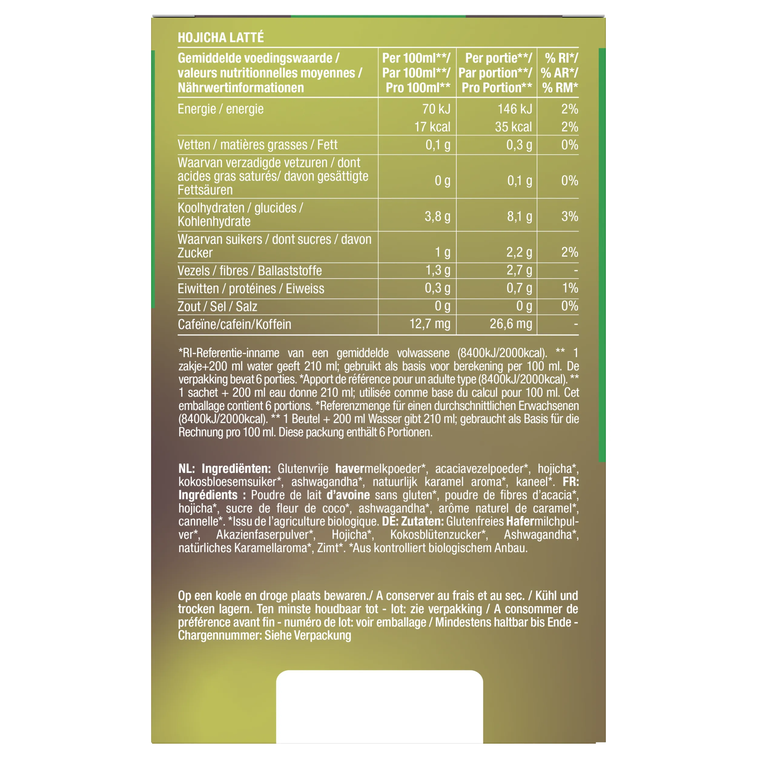 Purasana Instant Hojicha Latte 6x10g Bio (60 gr)
