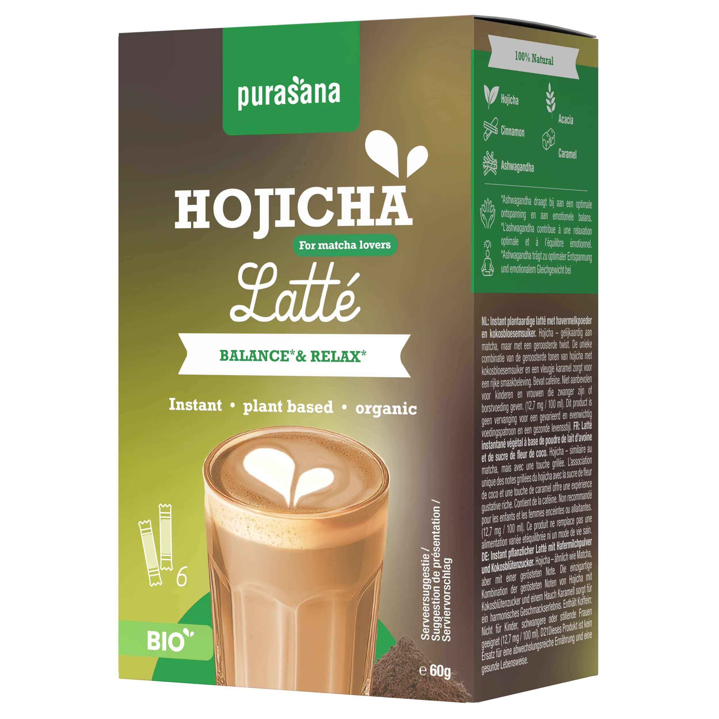 Purasana Instant Hojicha Latte 6x10g Bio (60 gr) - image 4