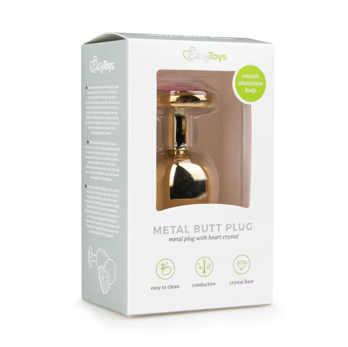 Easytoys Anal Collection - Metal Butt Plug with Pink Heart Stone Large Goud (1 stuk)