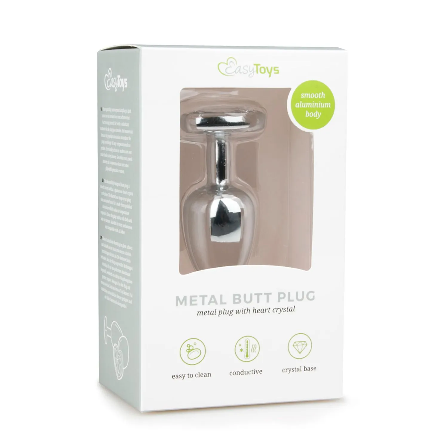 Easytoys Anal Collection - Metal Butt Plug with Pink Heart Stone Small Zilver (1 stuk)