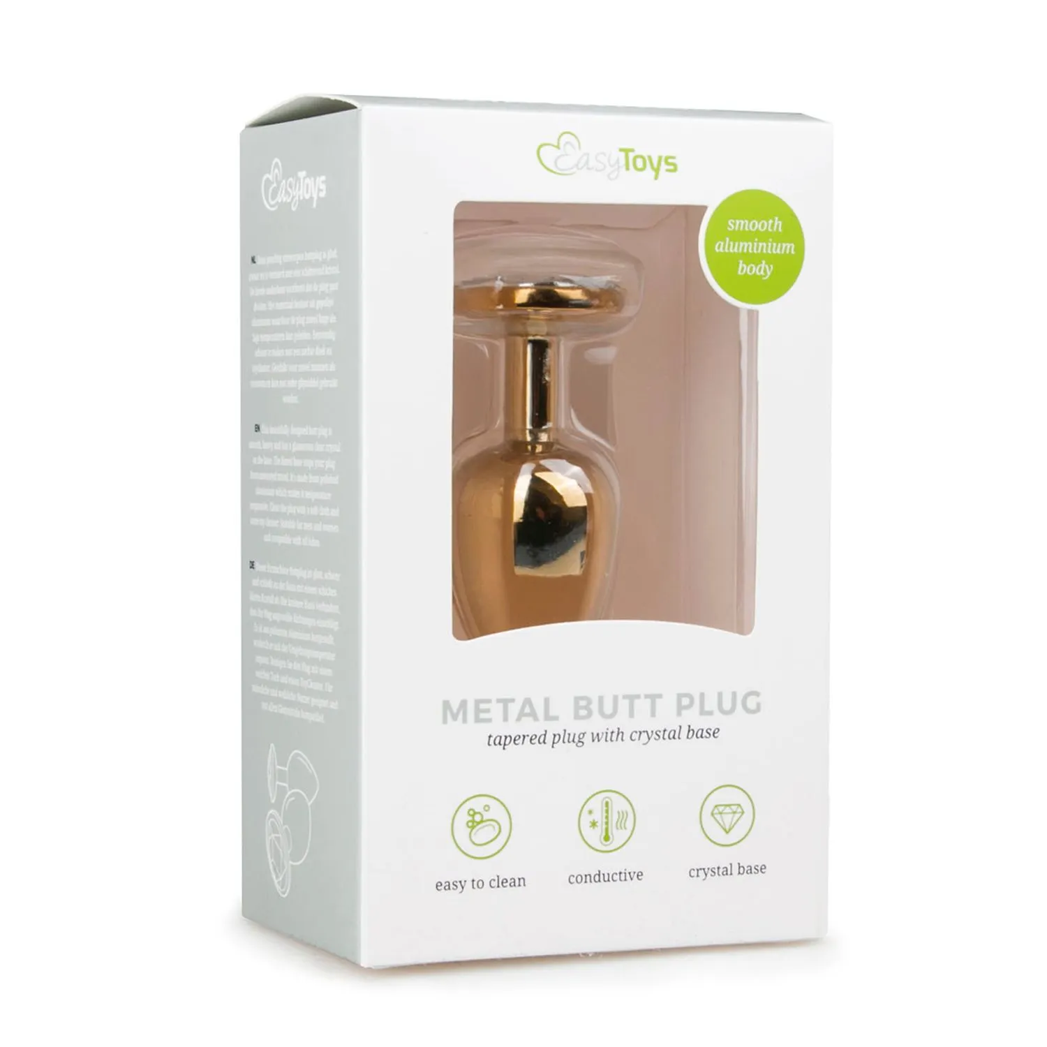Easytoys Anal Collection - Metal Butt Plug with Clear Stone Goud (1 stuk)
