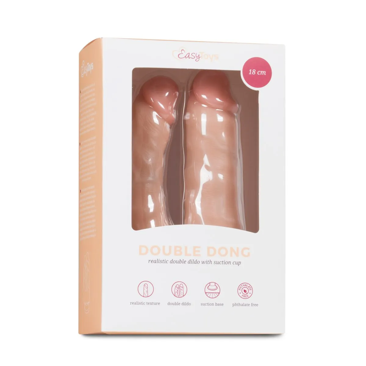 Easytoys Dildo Collection - Realistic Double Dildo with Suction Cup 18 cm Beige (1 stuk)