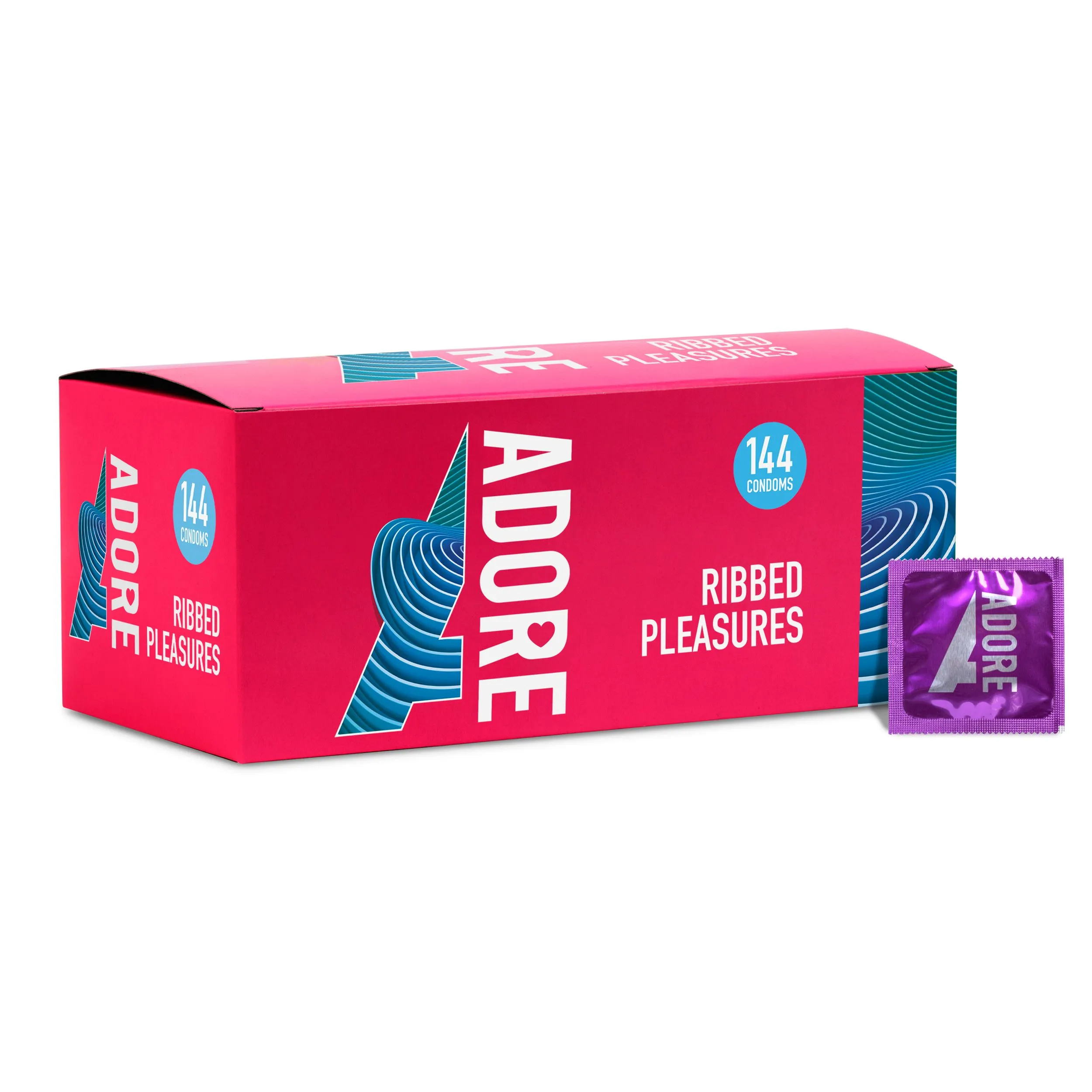 Pasante - Adore Ribbed Pleasure Condoms Rood (144 stuks)