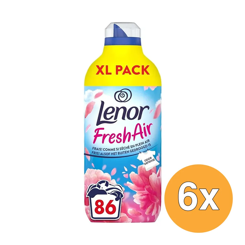 6x Lenor Wasverzachter Fresh Air Bloesem 86 Wasbeurten (1204 ml)