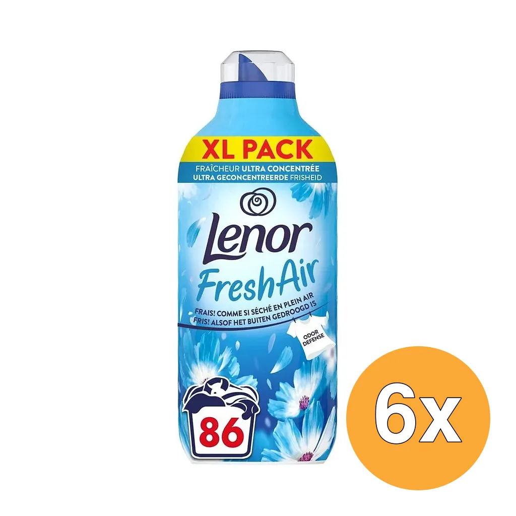 6x Lenor Wasverzachter Fresh Air Morning Fresh 86 Wasbeurten (1204 ml)
