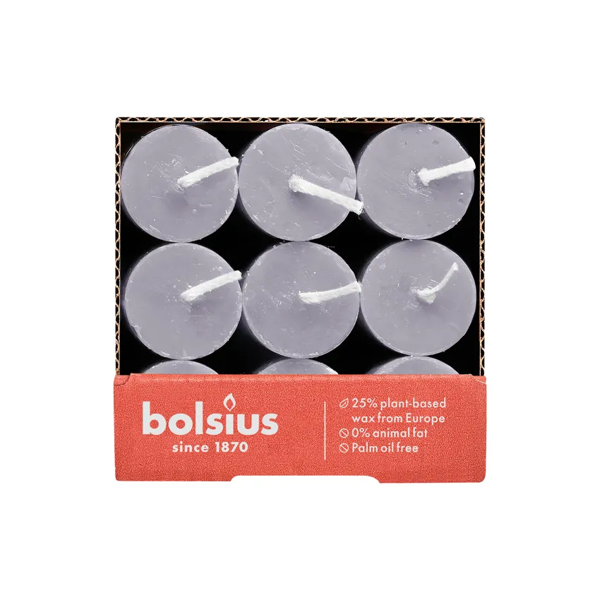 Bolsius - Rustiek Tafelkaars Frosted Lavender (9 stuks)