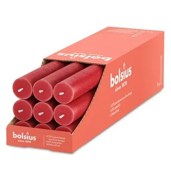 Bolsius - Rustiek Tafelkaars Delicate Red (9 stuks)