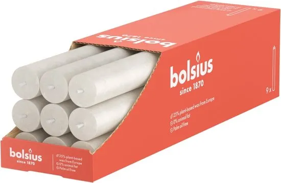 Bolsius - Rustiek Tafelkaars Sandy Grey (9 stuks)