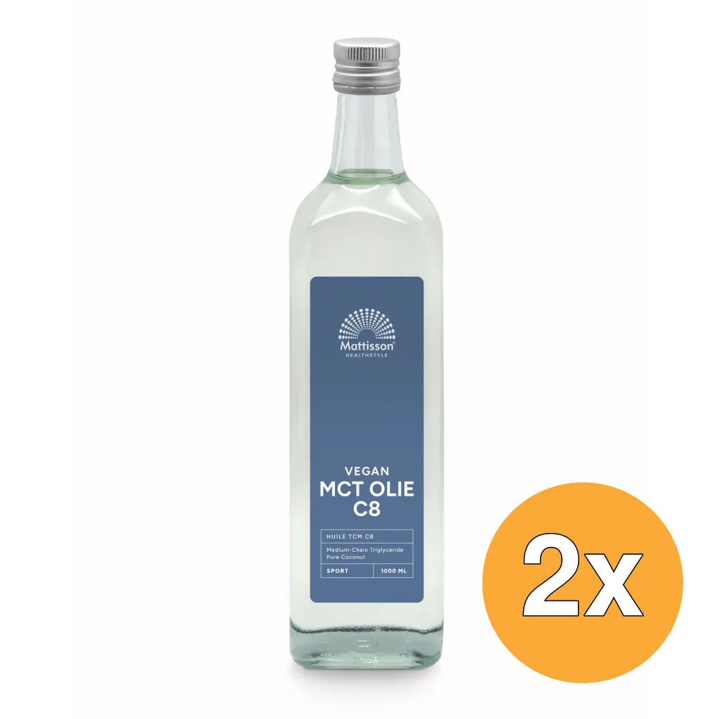 2x Mattisson MCT Olie C8 - Coconut Pure - 99% Caprylic Acid (1000 ml)