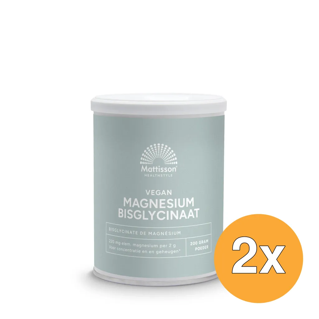 2x Mattisson Magnesium Bisglycinaat Poeder 11% Elem Magnesium (200 gr)