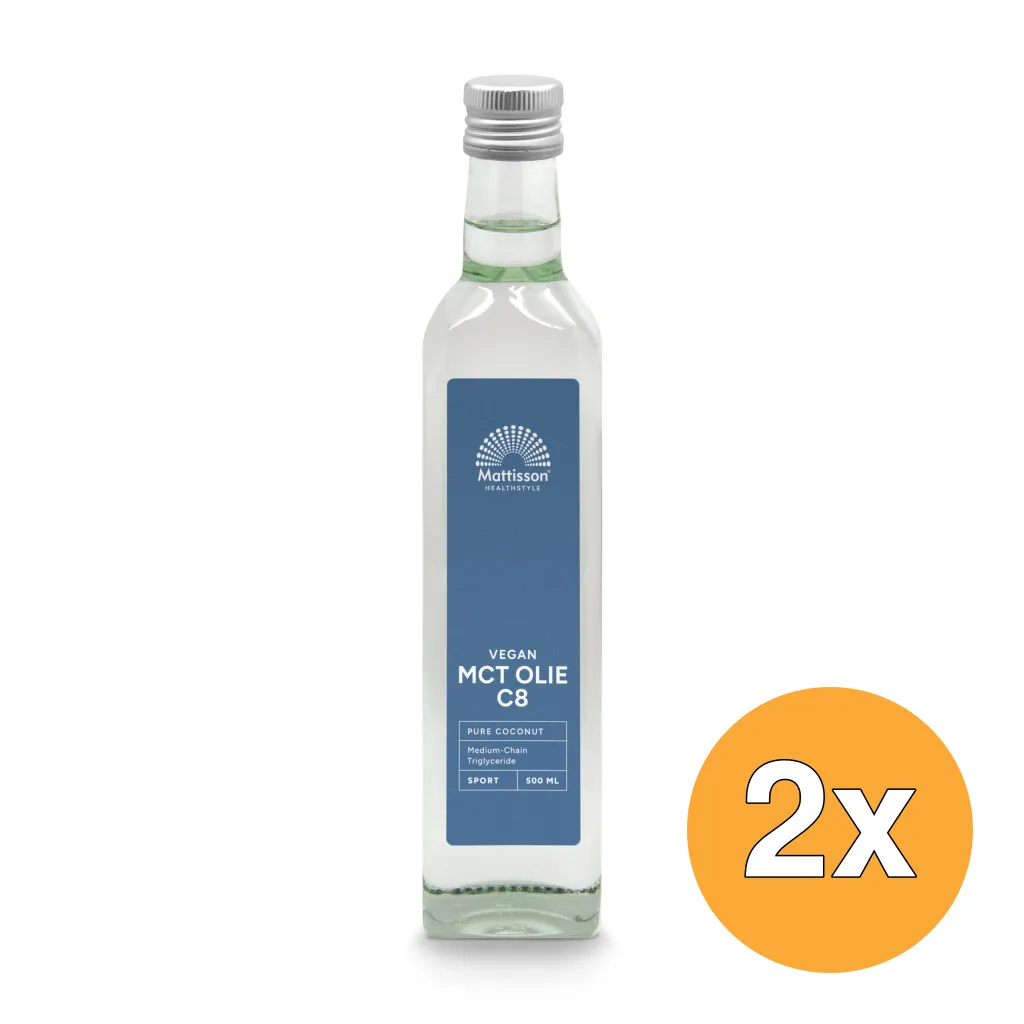 2x Mattisson Mct Olie C8 - Coconut Pure - 99% Caprylic Acid (500 ml)