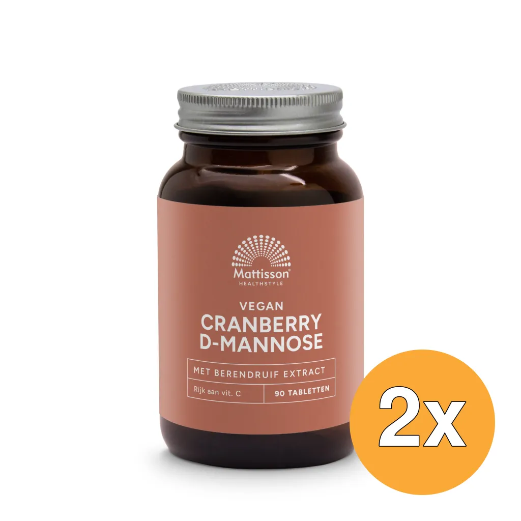 2x Mattisson Cranberry D-Mannose Met Berendruif Extract (90 tabletten)