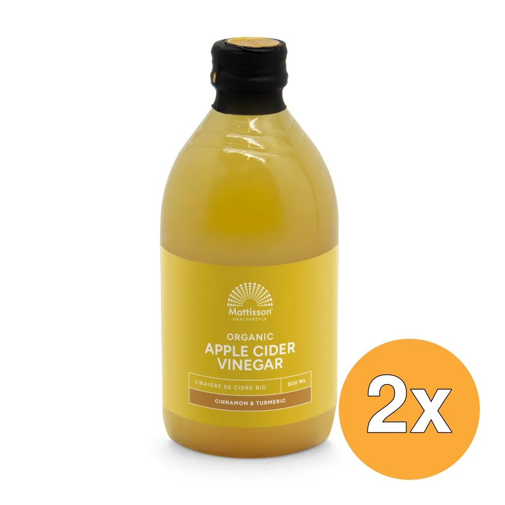 2x Mattisson Organic Apple Cider Vinegar Cinnamon Turmeric Bio (500 ml)