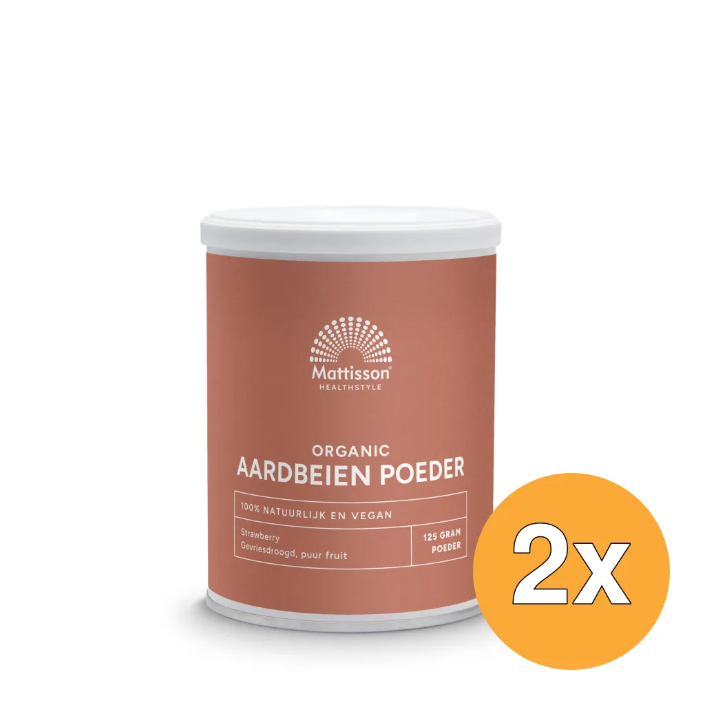 2x Mattisson Biologische Aardbeien Poeder Gevriesdroogd (125 gr)