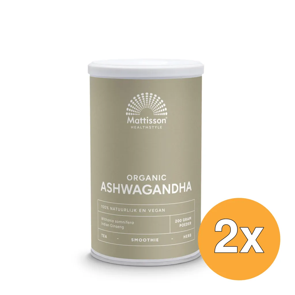 2x Mattisson Ashwagandha Poeder Withania Somnifera Bio (200 gr)
