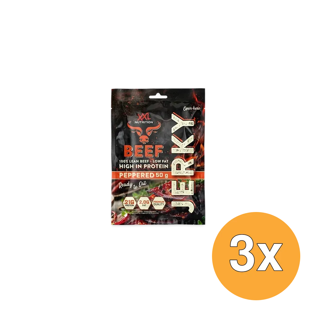 3x XXL Nutrition Beef Jerky - Peppered (50 gram)
