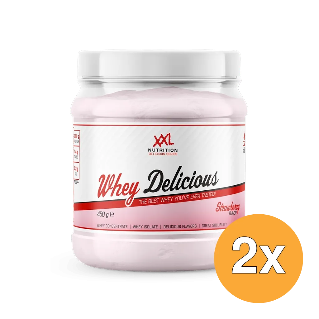 2x XXL Nutrition Whey Delicious Aardbei (450 gr)