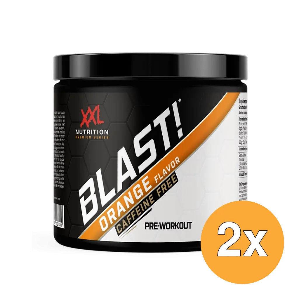 2x XXL Nutrition Blast! Pre Workout Orange (Cafeïnevrij) (300 gr)