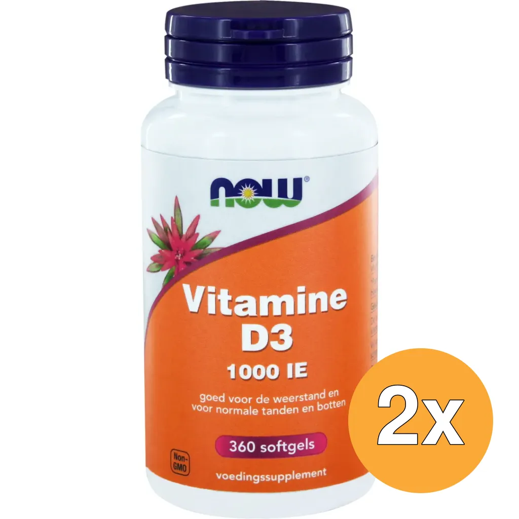 2x Now Vitamine D3 1000IE (360 softgels)