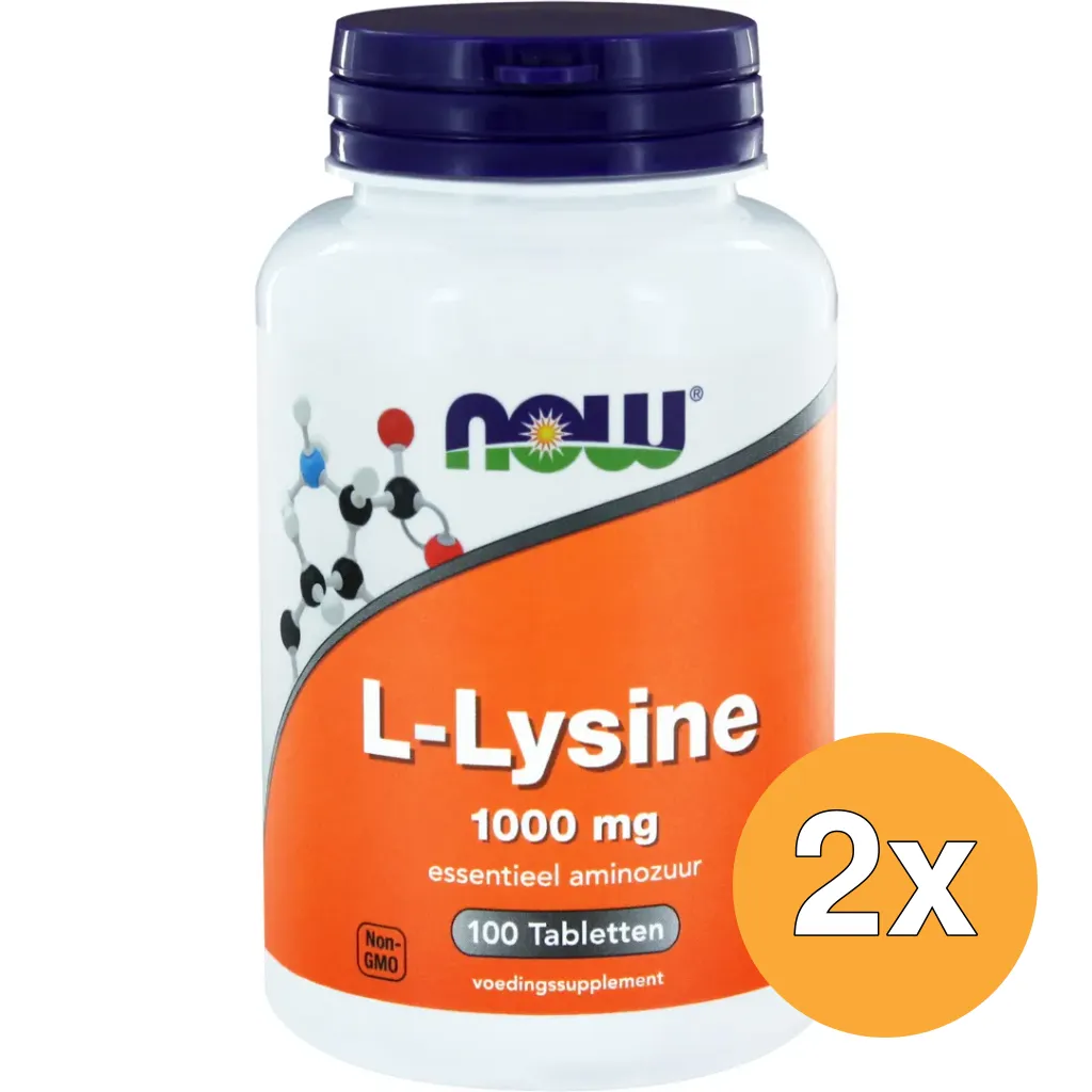 2x Now L-Lysine 1000 mg (100 tabletten)