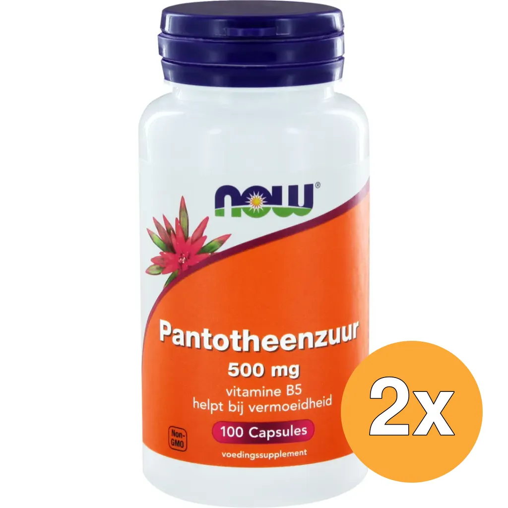 2x Now Pantotheenzuur 500 mg (100 vega capsules)