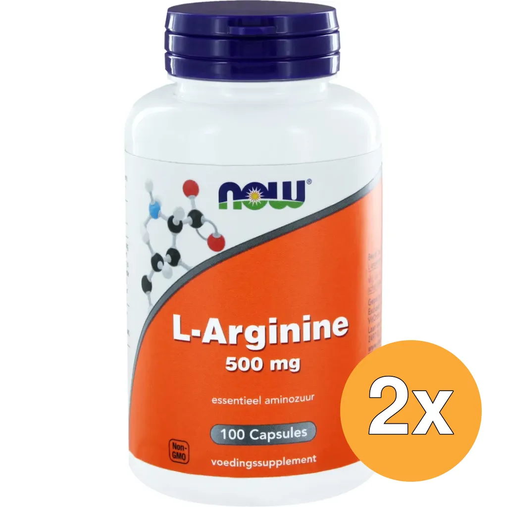 2x Now L-Arginine 500 mg (100 capsules)