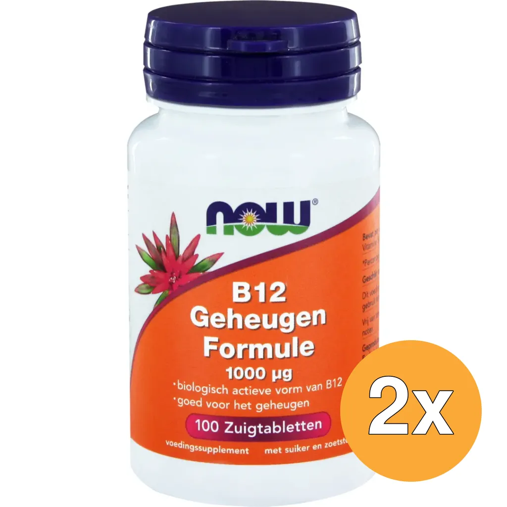 2x Now Vitamine B12 geheugenformule 1000 mcg (100 zuigtabletten)