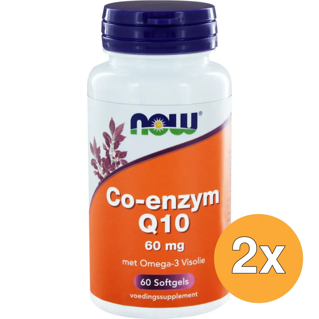 2x Now Co-Enzym Q10 60 Mg Met Omega-3 Visolie (60 Softgels)