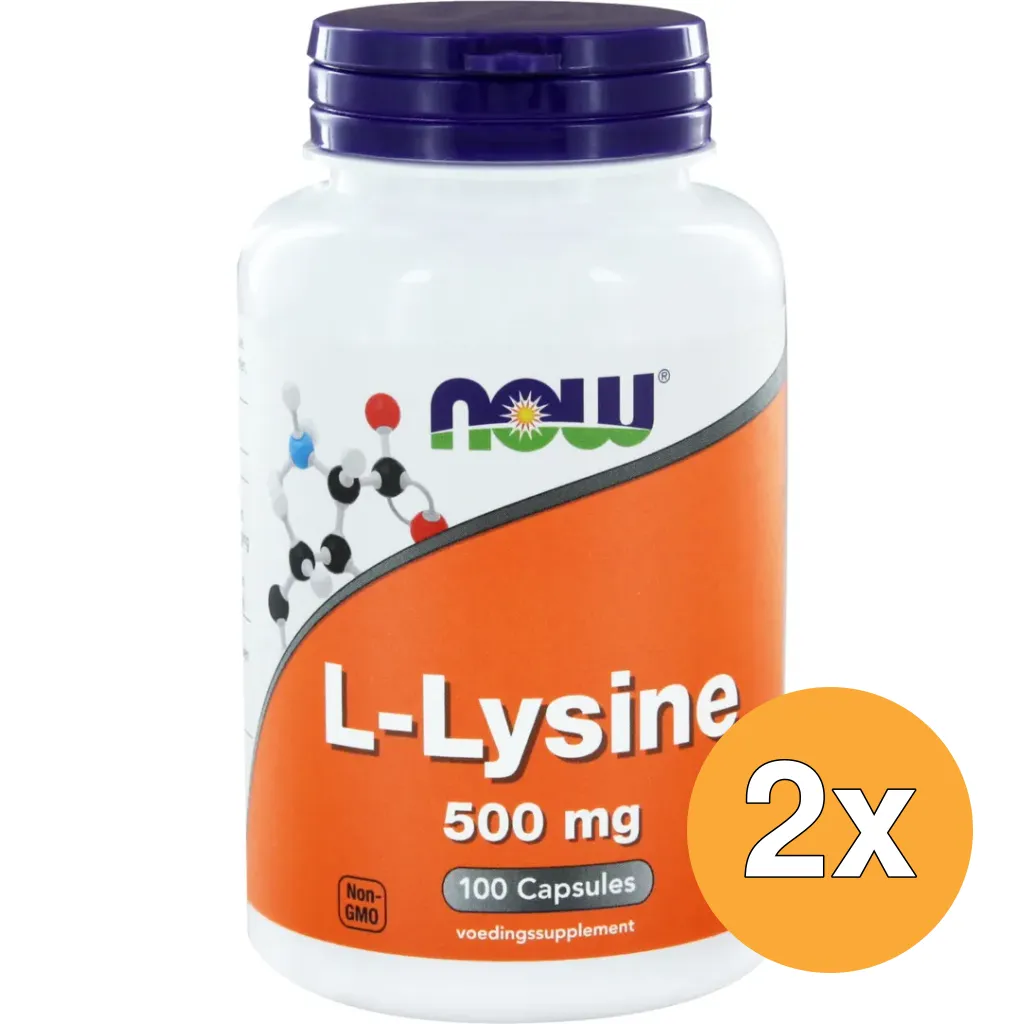 2x Now L-Lysine 500 mg (100 vega capsules)