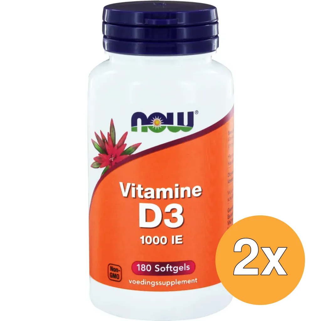2x Now Vitamine D3 1000IE (180 softgels)