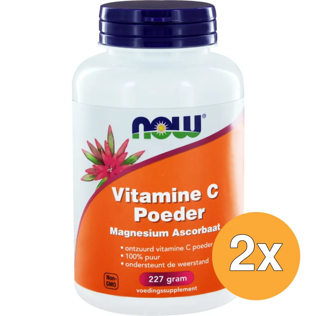 2x Now Vitamine C poeder magnesium ascorbaat (227 gr)