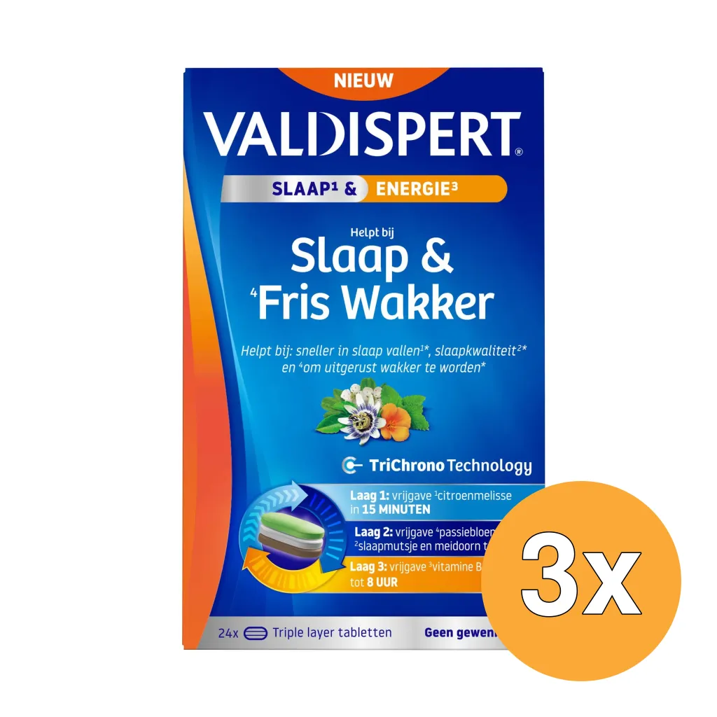 3x Valdispert Slaap & Fris Wakker (24 Tabletten)