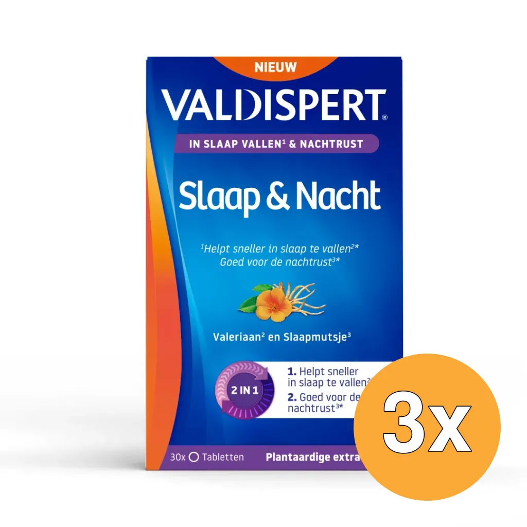 3x Valdispert Slaap & Nacht Melatonine 5 Htp (30 Tabletten)