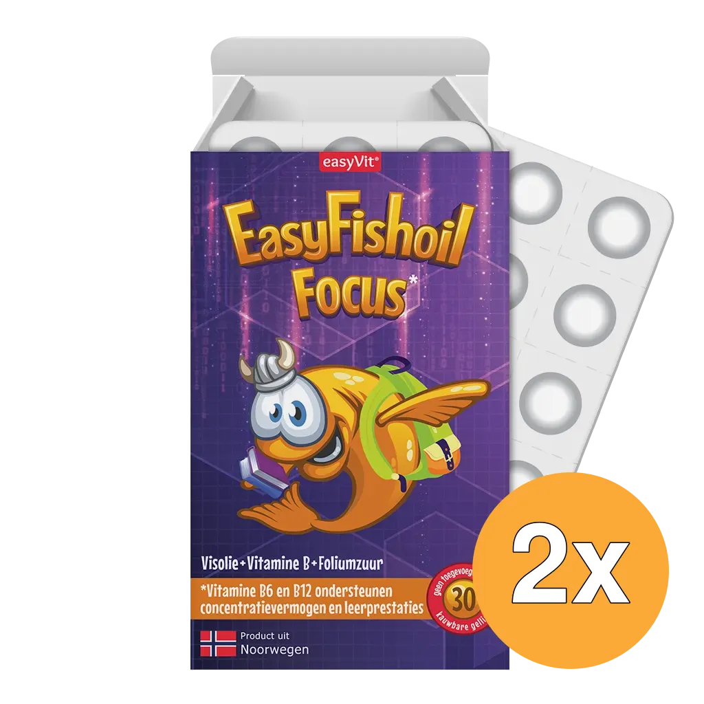 2x Easyvit Easyfishoil focus (30 kauwtabletten)