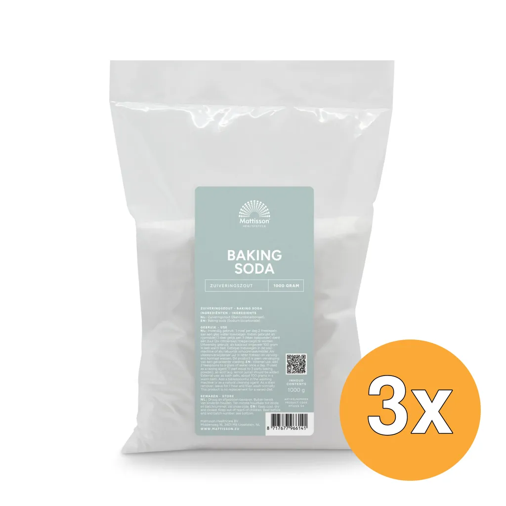 3x Mattisson Baking Soda Zuiveringszout Natriumbicarbonaat (1000 gr)