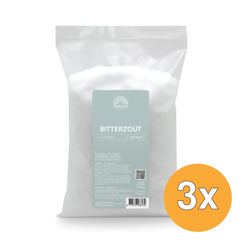 3x Mattisson Bitterzout Epsom Zout Magnesiumsulfaat (1000 gr)