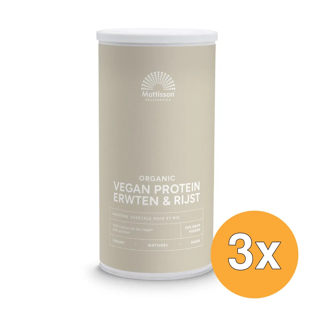 3x Mattisson Vegan Protein Erwten & Rijst Naturel Bio (500 gr)