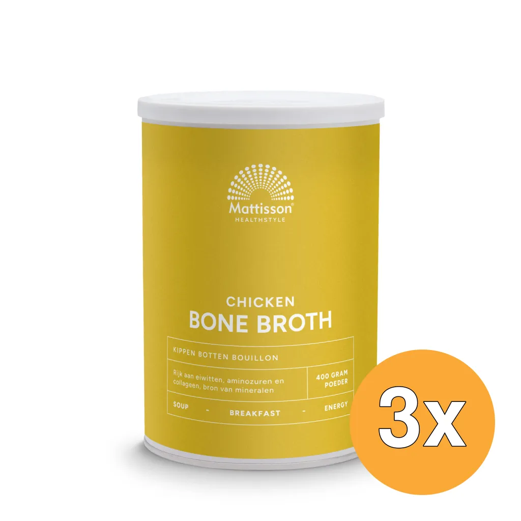 3x Mattisson Chicken Bone Broth - Botten Bouillon Kip (400 gr)