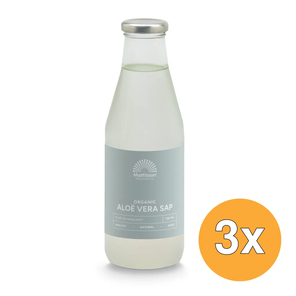 3x Mattisson Aloe Vera Juice Puur Sap Bio (750 ml)