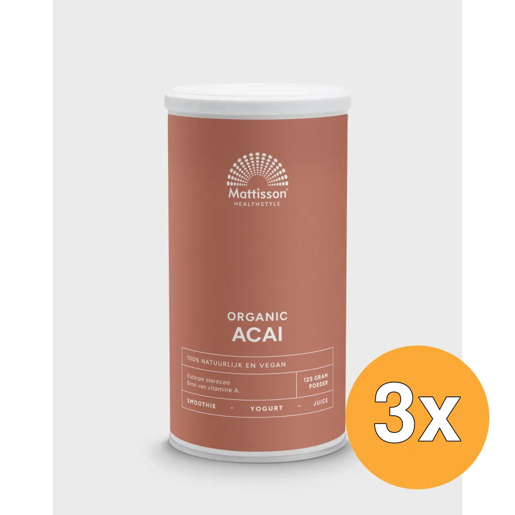 3x Mattisson Acai Poeder Euterpe Oleracea Organic Bio (125 gr)
