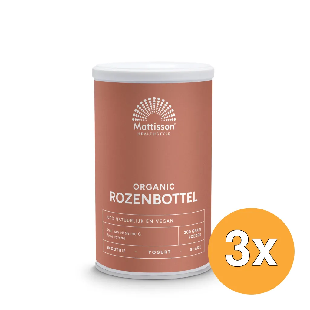 3x Mattisson Rozenbottel Poeder Biologisch (200 gr)
