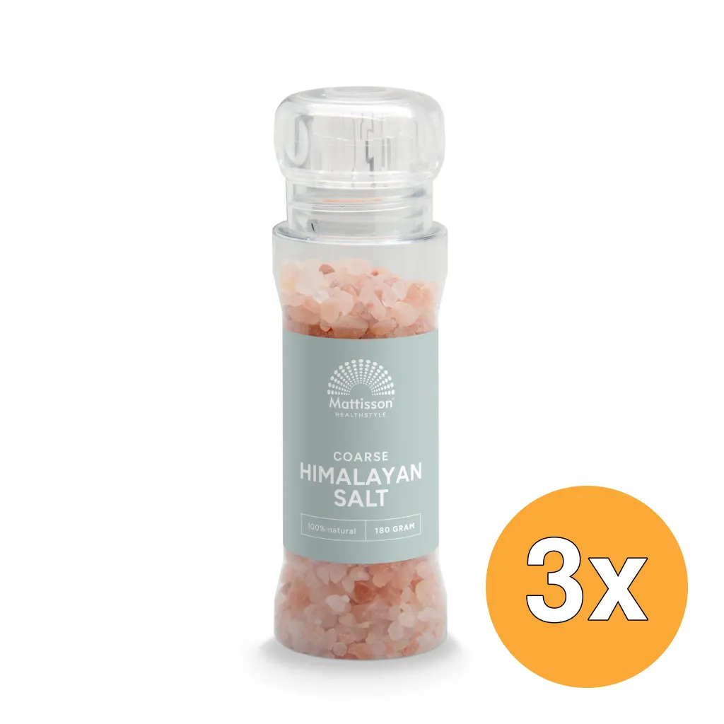 3x Mattisson Himalaya Zoutgrof Gemalen Molen Hervulbaar (180 gr)