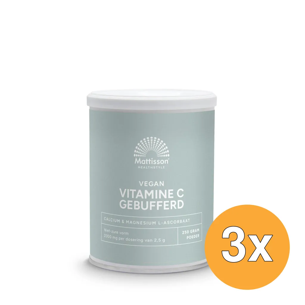 3x Mattisson Vitamine C Gebufferd Calcium & Magnesium Ascorbaat (250 gr)