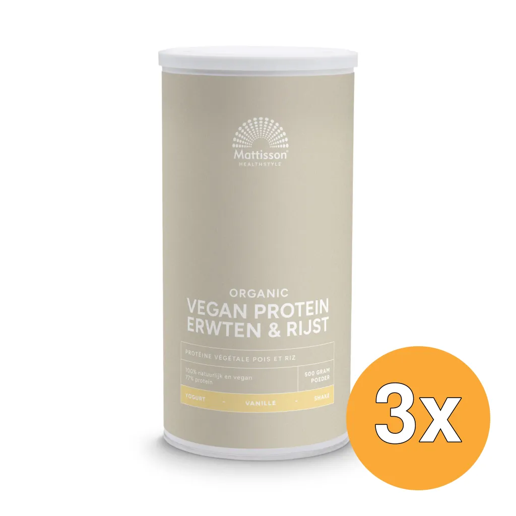 3x Mattisson Vegan Protein Erwten & Rijst Vanille(500 gr)