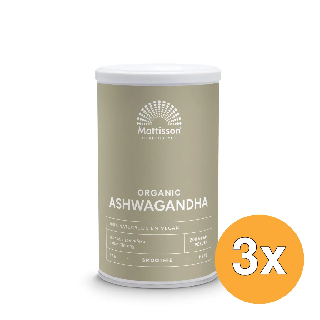 3x Mattisson Ashwagandha Poeder Withania Somnifera Bio (200 gr)