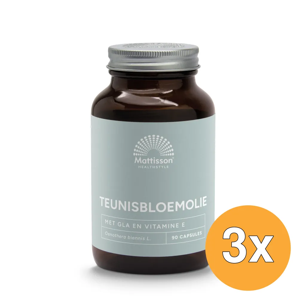 3x Mattisson Teunisbloemolie Met Vitamine E 1000Mg (90 capsules)
