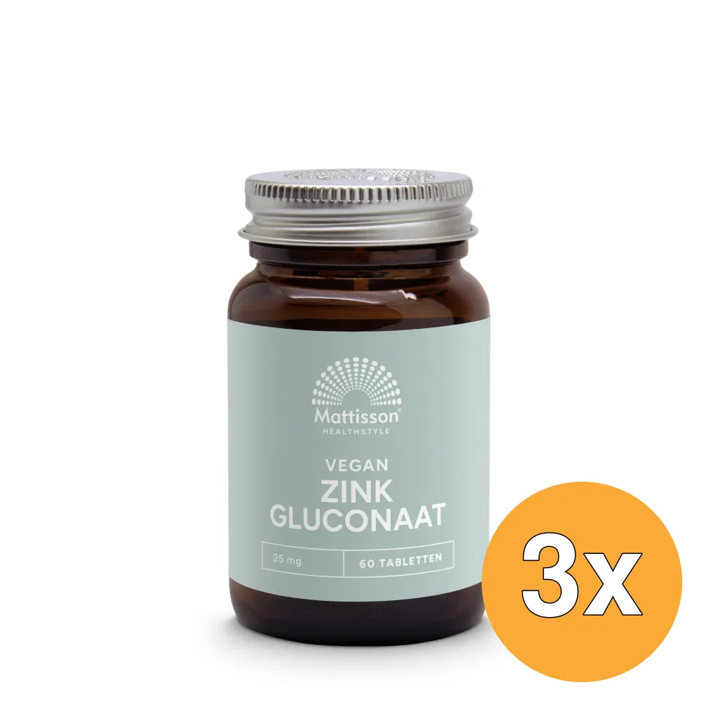 3x Mattisson Zink Gluconaat 25mg (60 tabletten)