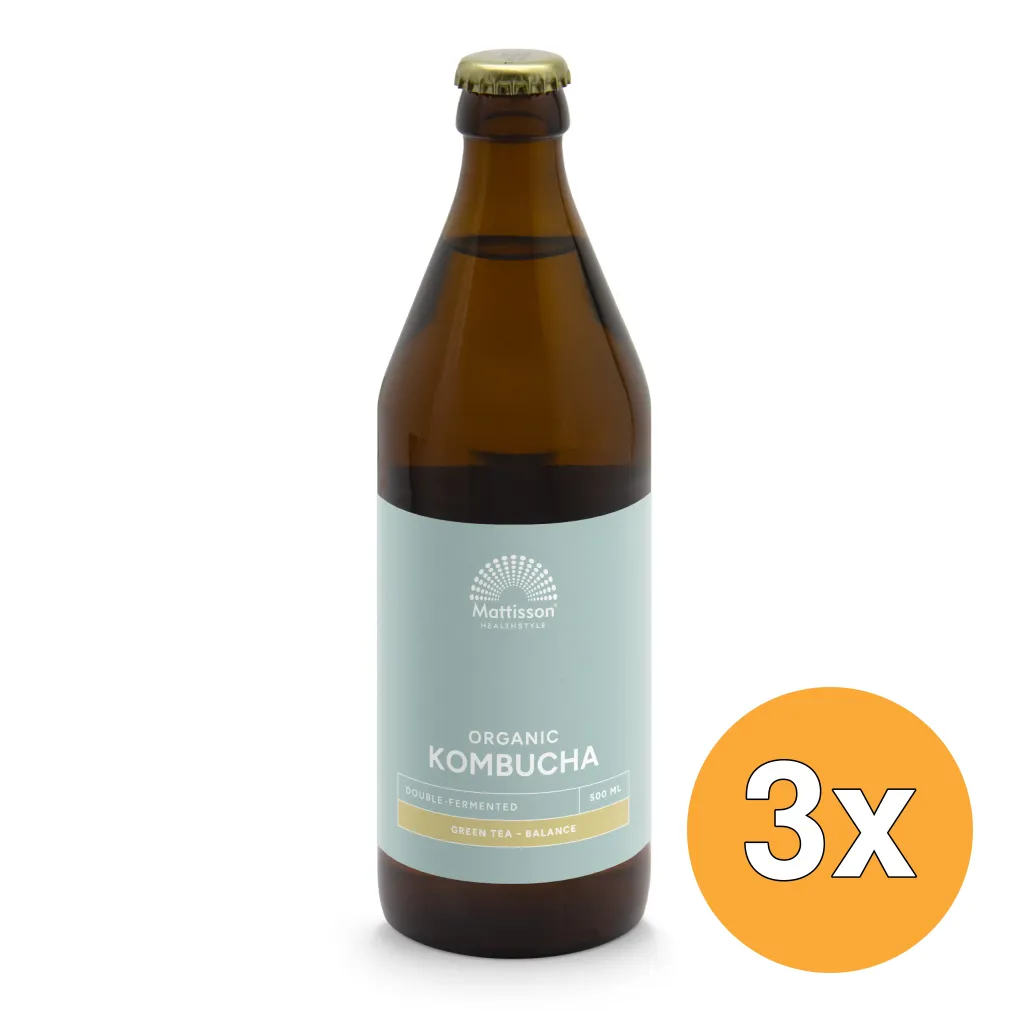 3x Mattisson Kombuchagreen Tea - Balance Bio (500 ml)