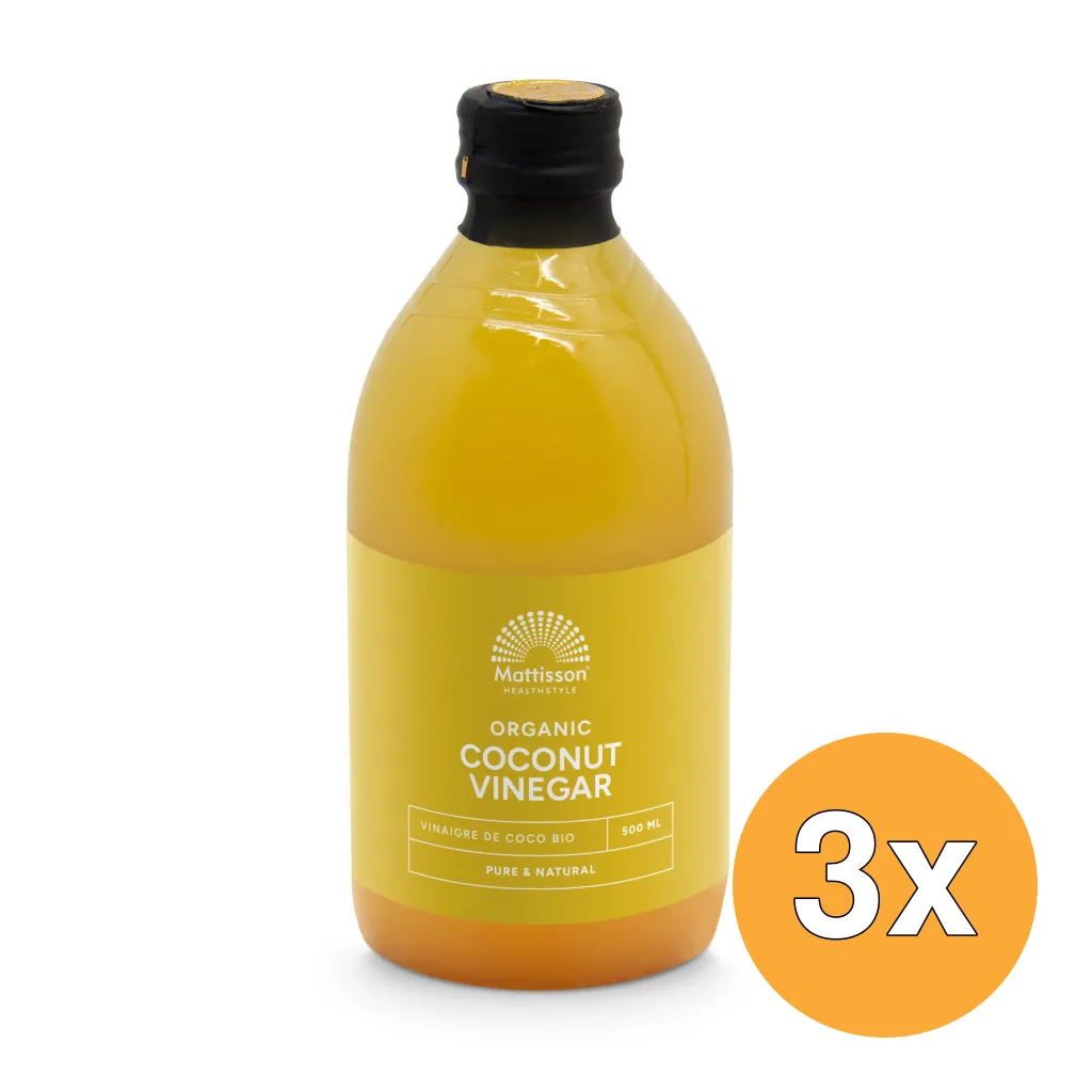 3x Mattisson Organic Coconut Vinegar Pure (500 ml)
